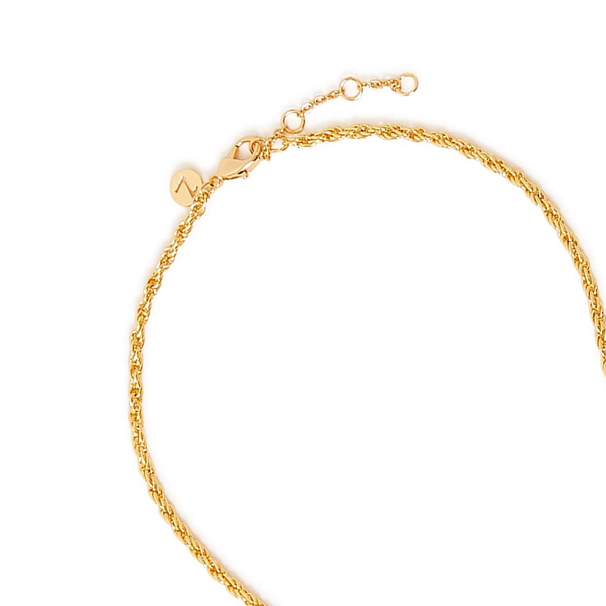 Real Gold Plated Gold Z Healing Stone Rope Chain Pendant Necklace