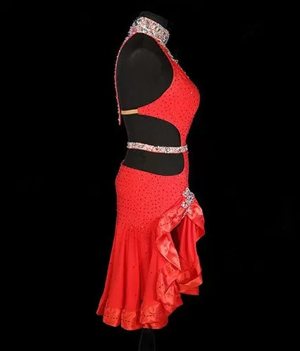 Resale Hot Red Fiore Latin/Rhythm Dress Sz S Lat089