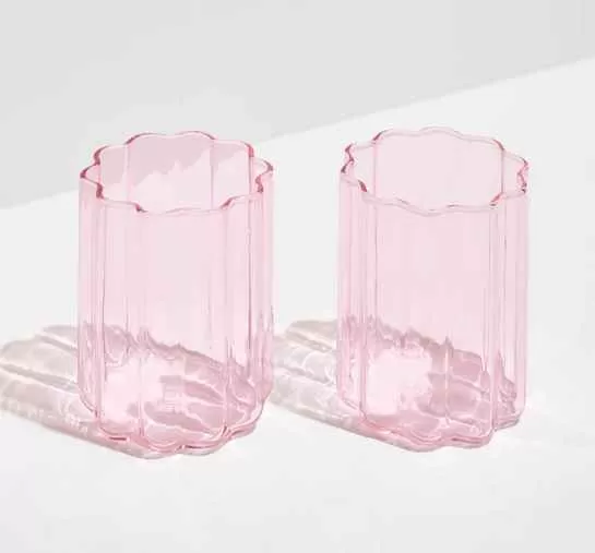 Scalloped Water Glass Set - (3 colors)