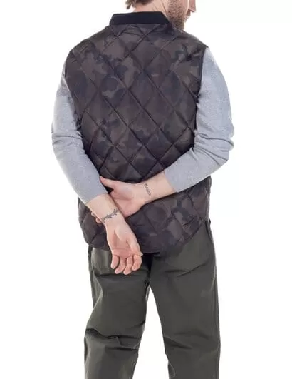 Schott NYC - Reversible Lightweight Quilted Down Filled Vest - Black/Camo