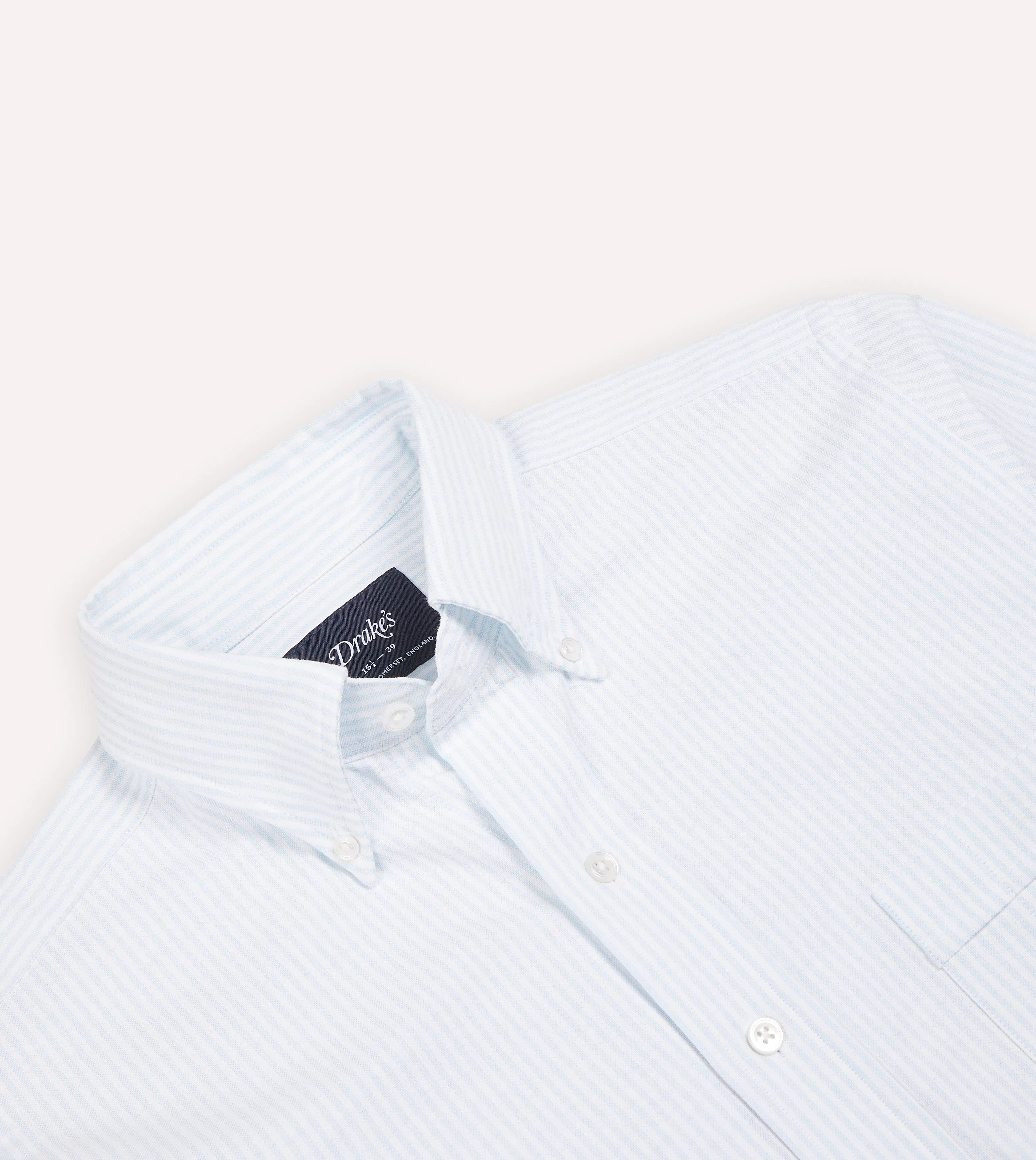 Sky Ticking Stripe Cotton Oxford Cloth Button-Down Shirt