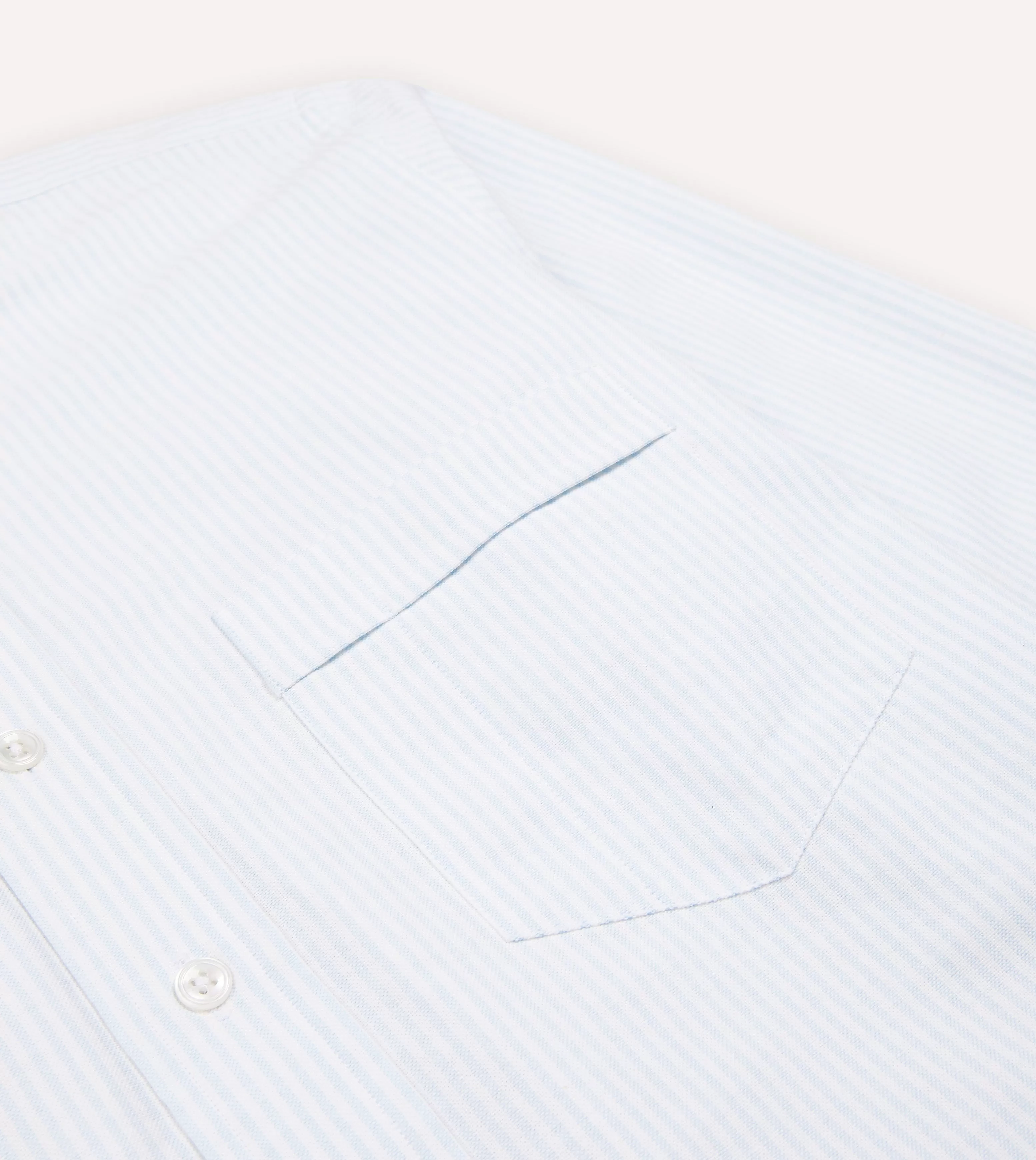 Sky Ticking Stripe Cotton Oxford Cloth Button-Down Shirt