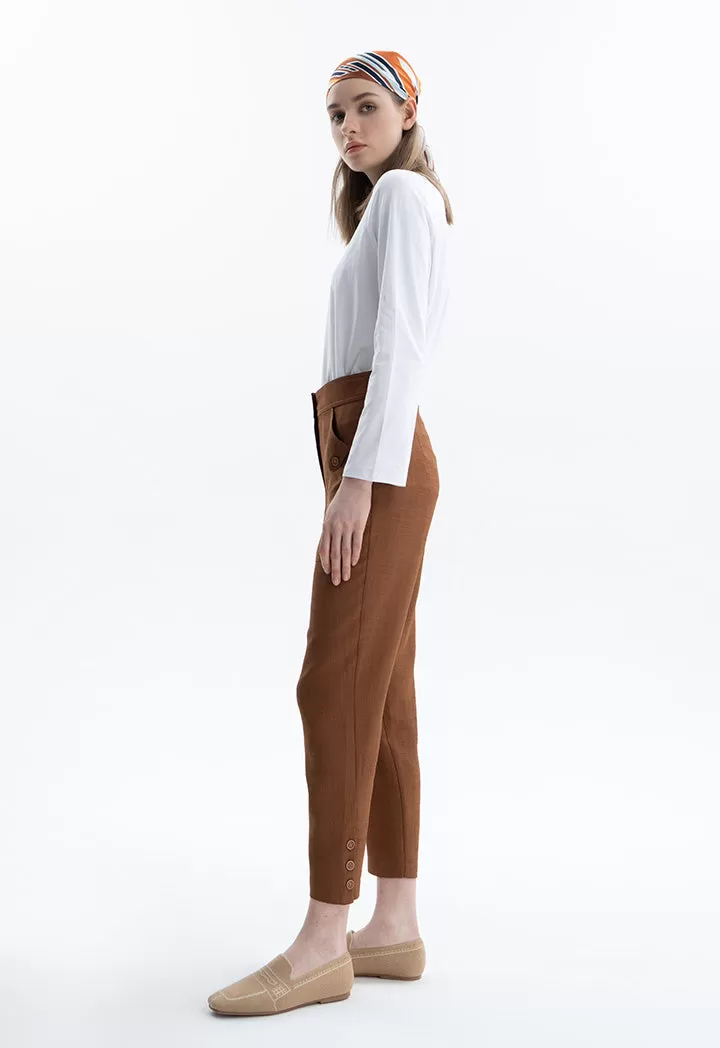 Solid Trouser With Buttoned Details