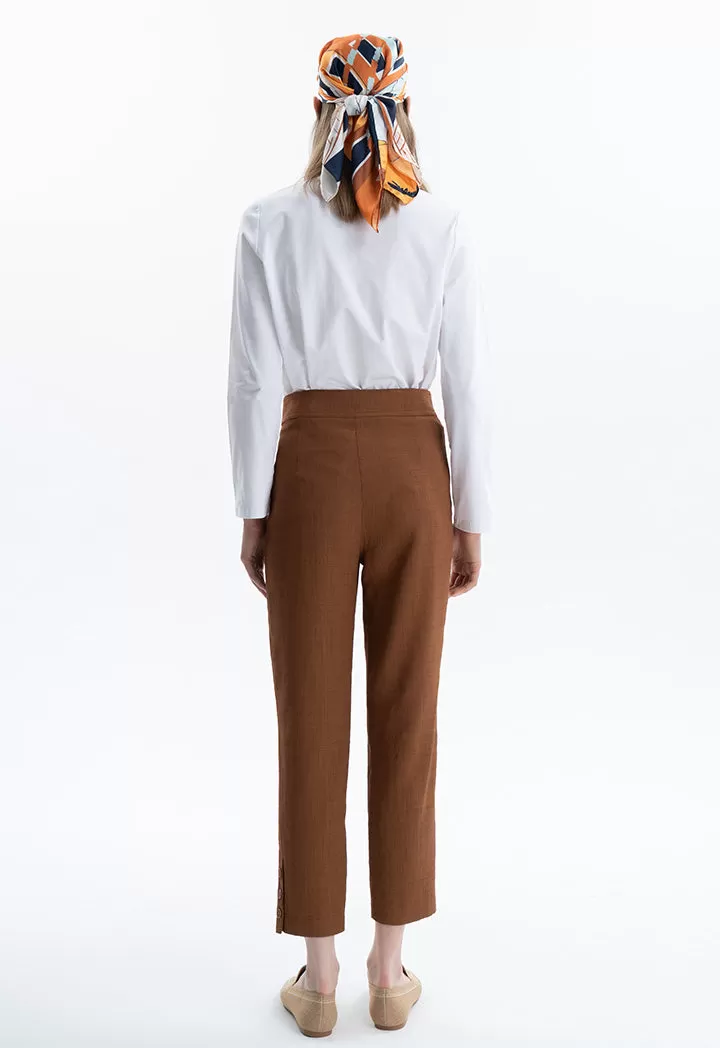 Solid Trouser With Buttoned Details