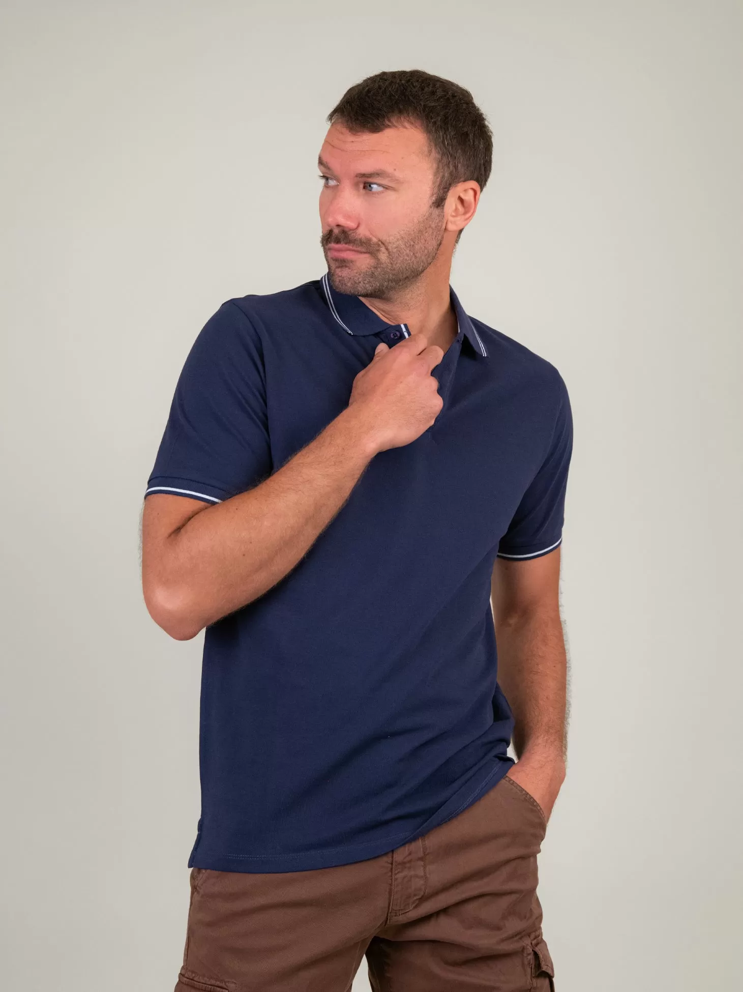 T-SHIRT POLO IN COTONE PIQUET BLU