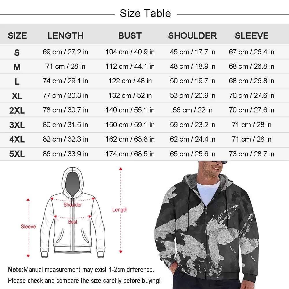 [Thick and Warm]Custom Face American Flag Full Zip Hoodie Double Layer Fleece Thickened Jacket