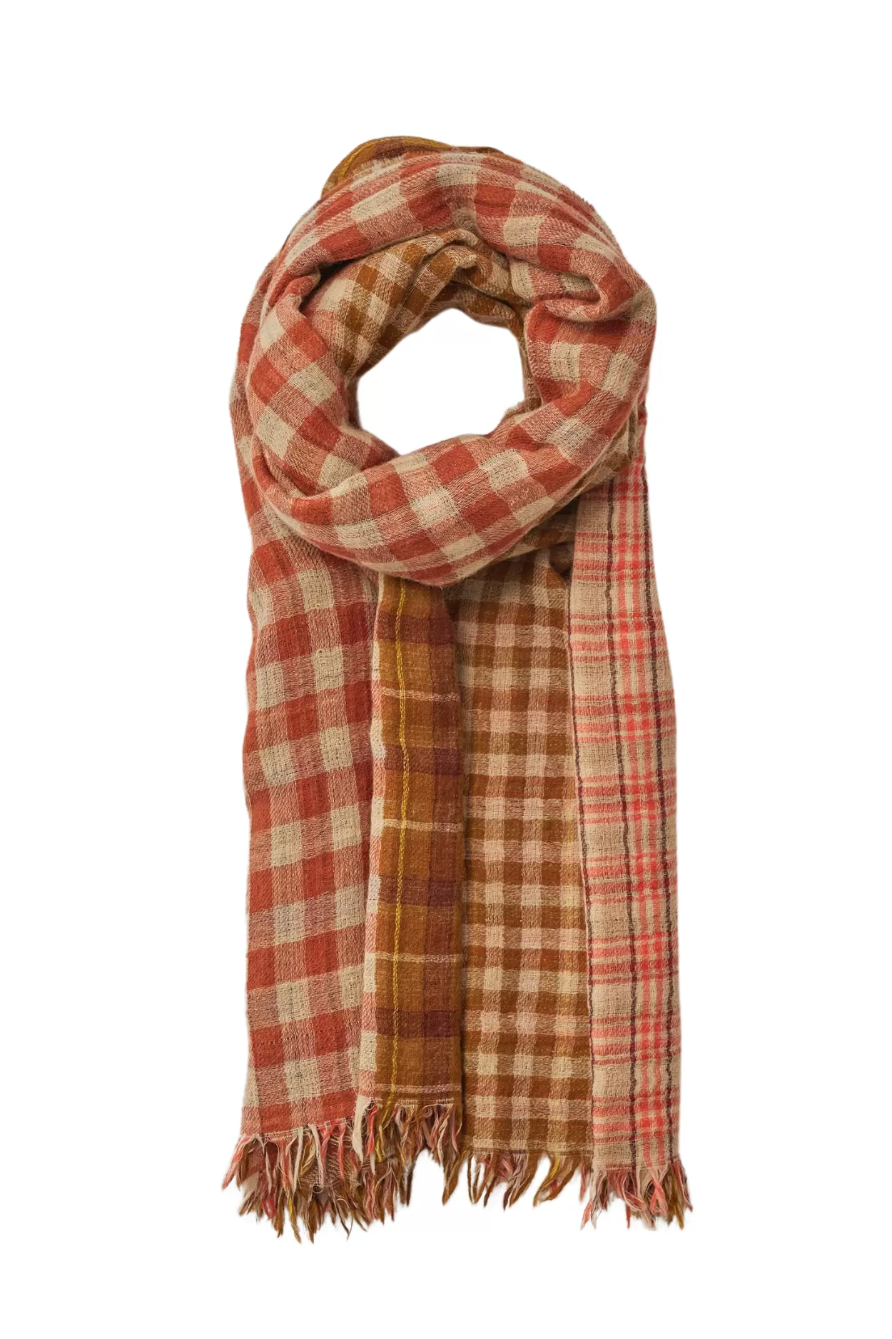 Toast - Patchwork Check Wool Scarf