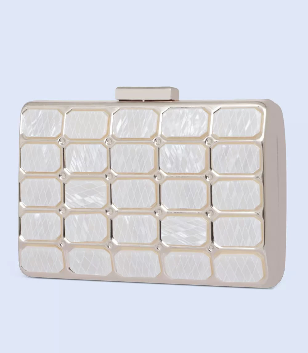 WB2455-WHITE-Women Snazzy Clutch