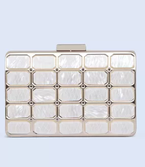 WB2455-WHITE-Women Snazzy Clutch