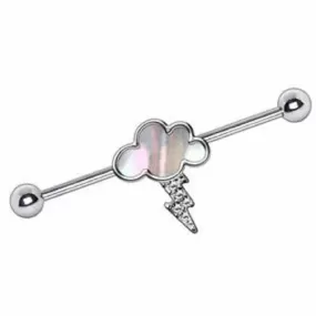 WildKlass 316L Stainless Steel Cloud and Lighting Industrial Barbell