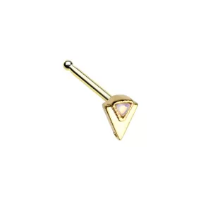 WILDKLASS Golden Geometric Triangle Moonstone Nose Stud Ring