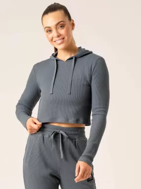 Women's Waffle Lounge Hoodie - Steel Blue