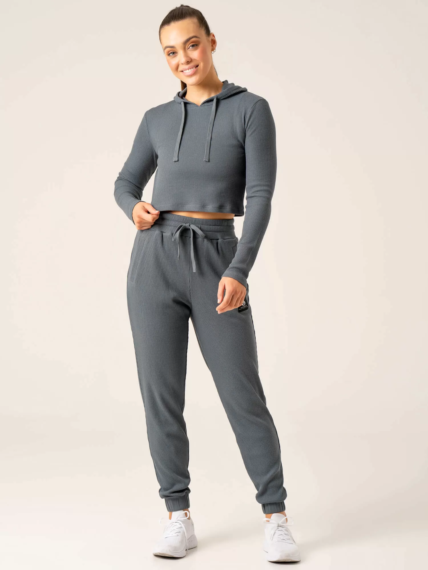 Women's Waffle Lounge Hoodie - Steel Blue