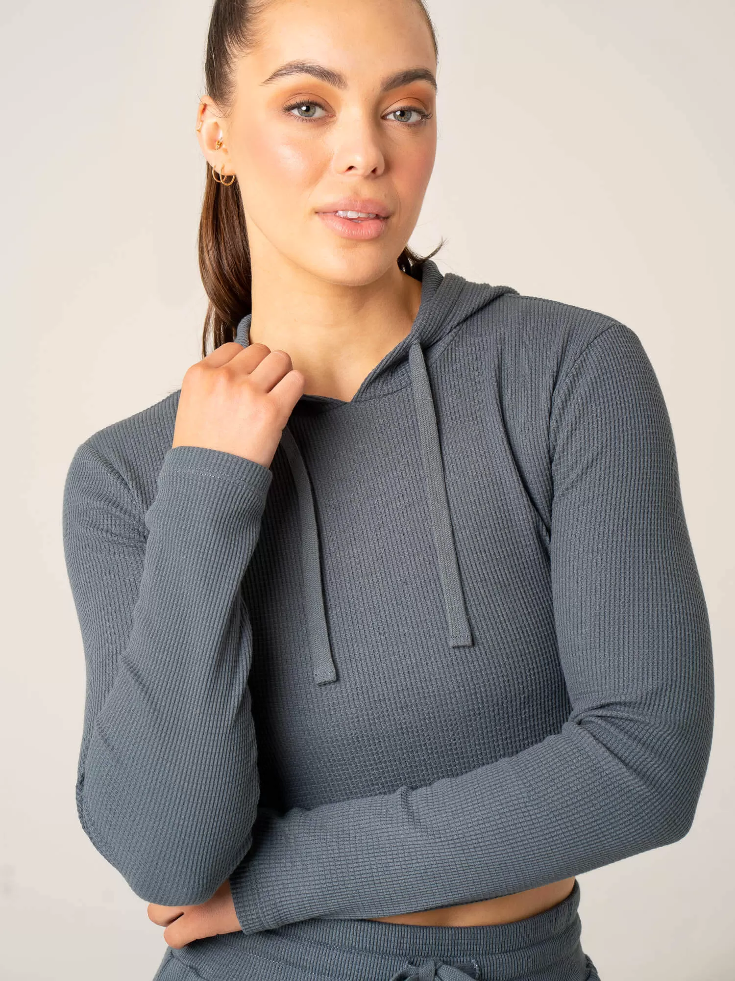 Women's Waffle Lounge Hoodie - Steel Blue