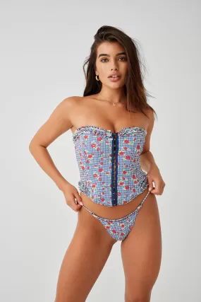 x GUIZIO Solstice Floral Corset Bikini Top - Rose Gingham